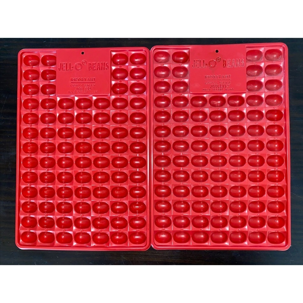 Red Jello Jiggler 2 Tray Lot Candy Mold 82 Jelly Beans Shooters Shots Jell-O